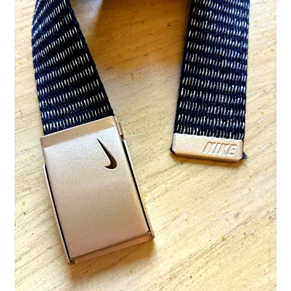 Nike Men's Golf Web Belt Black & Gold Reversible Adjustable Bottle Opener Buckle